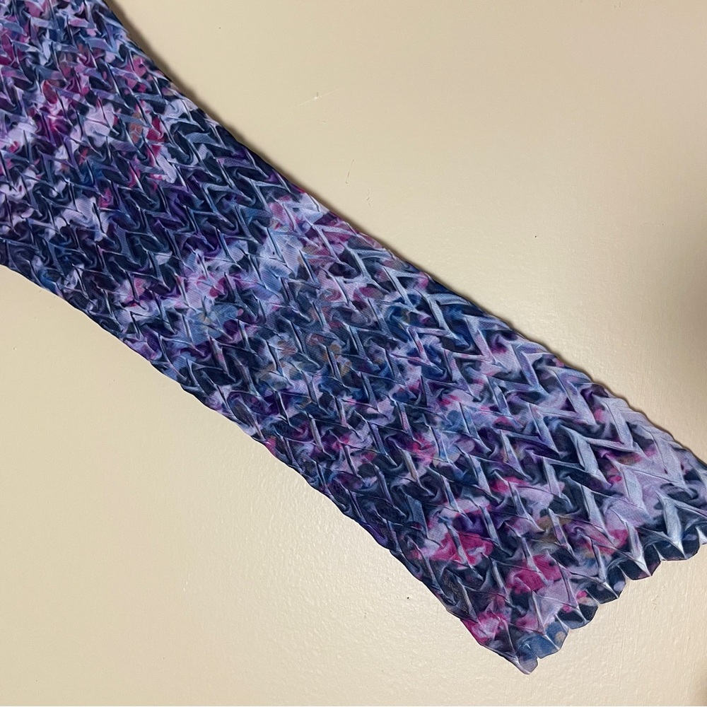 Komarov Purple Crinkled Dress Medium Asymmetrical Handkerchief Hem Art To Wear - Picture 8 of 16